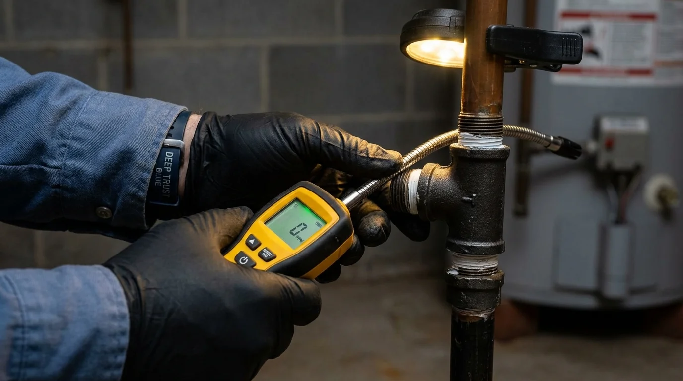 Gas leak detection with electronic sniffer by Johns Plumbing LLC in Aviston